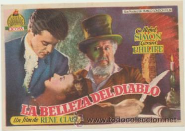 Folhetos de m&atilde;o de filmes antigos de cinema: La Belleza del diablo. Sencillo de Cicosa.