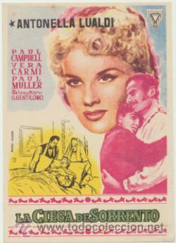 Folhetos de m&atilde;o de filmes antigos de cinema: La Ciega de Sorrento. Sencillo de Amaya Films.