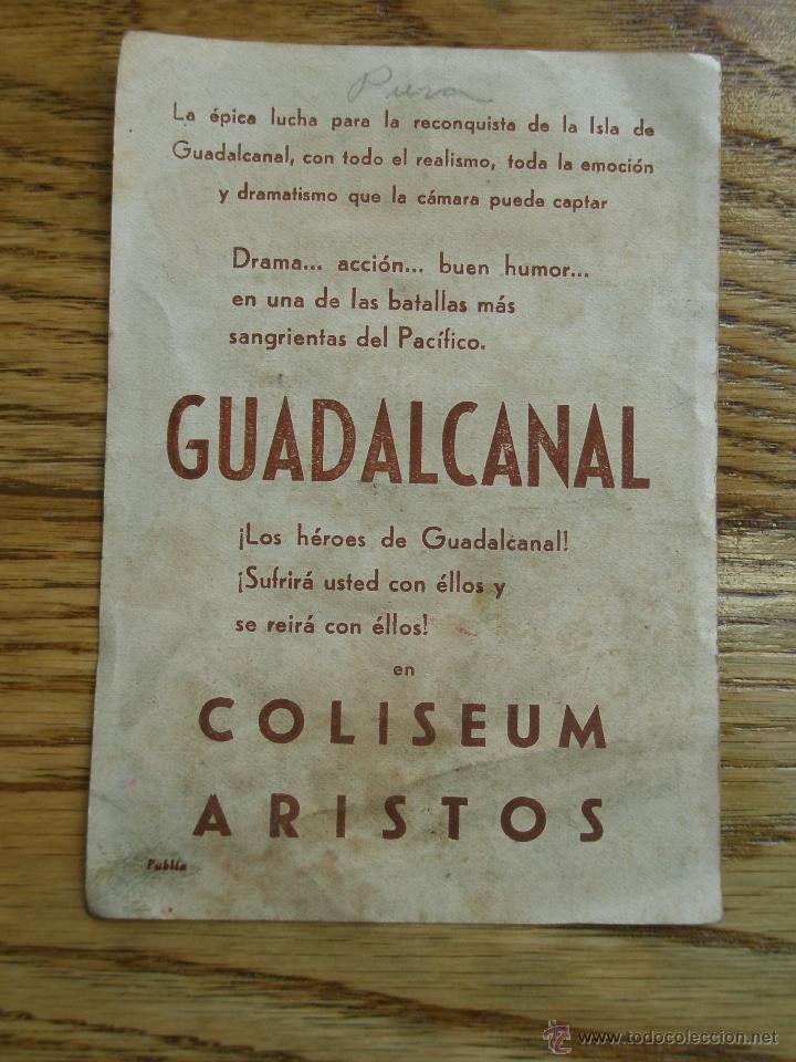 Cine: Programa de Mano . GUADALCANAL , Con Publicidad . - Foto 2