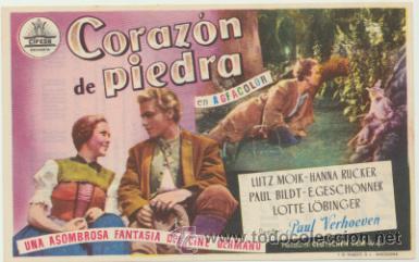 Folhetos de m&atilde;o de filmes antigos de cinema: Coraz&oacute;n de piedra. Sencillo de Cifesa. Cine Avenida - Seo de Urgel.