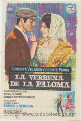 LA VERBENA DE LA PALOMA. SENCILLO DE SUEVIA FILMS.CINE ESPAÑA - MASNOU 1964.¡IM- (Cine - Folletos de Mano - Clásico Español)