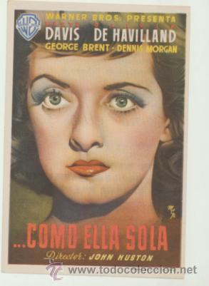  Foglietti di film di film antichi di cinema: Como ella sola. Sencillo de WB. Cine Mari - Le&oacute;n  1948.