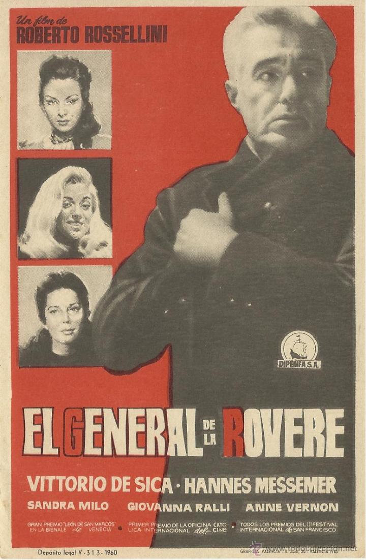 Cine: Programa de mano de la pel&iacute;cula El general de la Rovere de Roberto Rossellini.