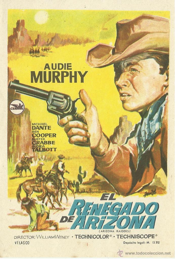 Cine: Programa de mano de la pel&iacute;cula El renegado de Arizona de William Witney. - Foto 1