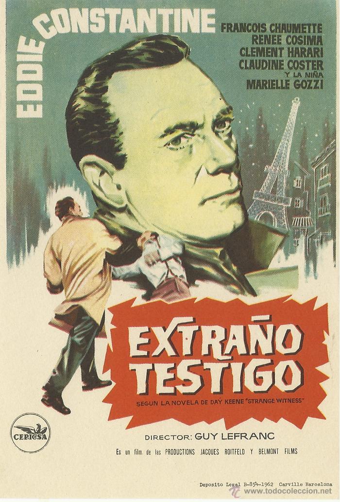 Cine: Programa de mano de la pel&iacute;cula Extra&ntilde;o testigo de Guy Lefranc. - Foto 1