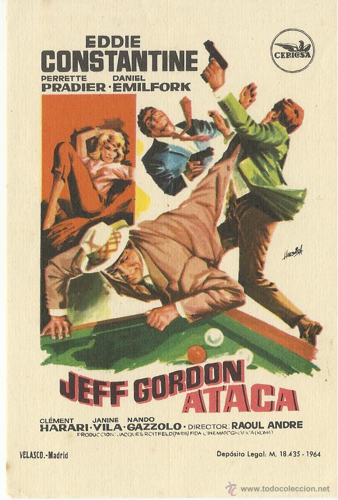 Cine: Programa de mano de la pel&iacute;cula Jeff Gordon ataca de Eddie Constantine. (1964) - Foto 1