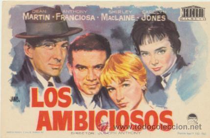  Foglietti di film di film antichi di cinema: Los ambiciosos. Sencillo de Mercurio.