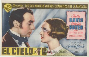  Foglietti di film di film antichi di cinema: El Cielo y Tu. Sencillo de WB. Cine Mari - Le&oacute;n  1946.  &iexcl;IMPECABLE!