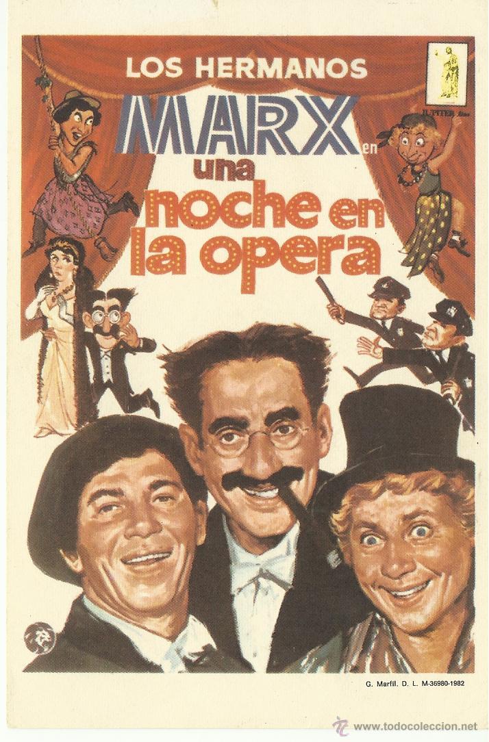 Cine: Programa de mano de la pel&iacute;cula Una noche en la &oacute;pera, con Los Hermanos Marx.