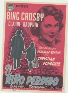  Foglietti di film di film antichi di cinema: El Ni&ntilde;o perdido. Sencillo de Paramount.