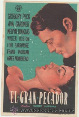  Foglietti di film di film antichi di cinema: El Gran Pecador. Sencillo de Capitolio.  Cine Majestic - T&aacute;rrega.