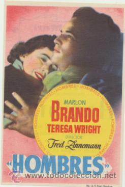  Foglietti di film di film antichi di cinema: Hombres. Sencillo.  Cine Mari - Le&oacute;n  1954. &iexcl;IMPECABLE!