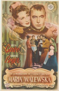 Folhetos de m&atilde;o de filmes antigos de cinema: Mar&iacute;a Walewska. Sencillo de MGM.Cine Rosales-Castilleja de la Cuesta.&iexcl;IMPECABLE!