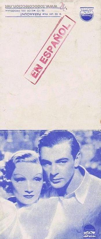 Cine: DESEO - Director: Frank Borzage - Actores: Marlene Dietrich, Gary Cooper, John Halliday.../ Cine Ame