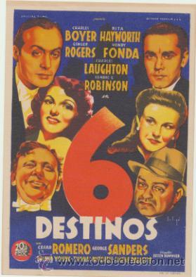 Cine: 6 Destinos. Solig&oacute;. Sencillo de 20Th Century Fox. Coliseo Espa&ntilde;a - Sevilla. &iexcl;IMPECA-