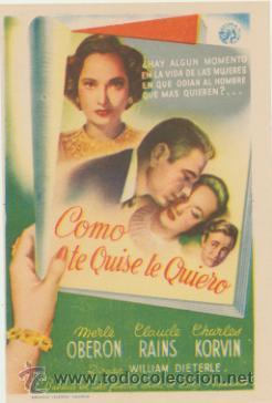  Foglietti di film di film antichi di cinema: Como te quise te quiero. Sencillo de Astoria Films.  &iexcl;IMPECABLE!