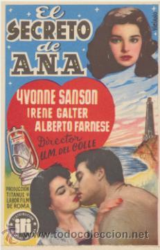 Foglietti di film di film antichi di cinema: El Secreto de Ana. Sencillo de IFI. &iexcl;IMPECABLE!