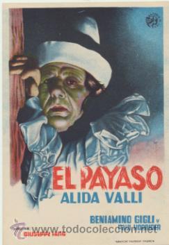  Foglietti di film di film antichi di cinema: El Payaso. Sencillo de Astoria.