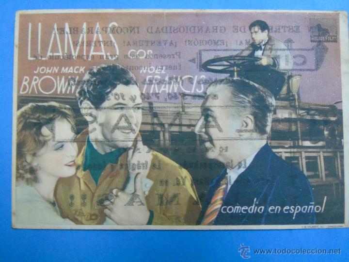 Cine: PROGRAMA DE MANO. CINE. PEL&Iacute;CULA. LLAMAS. PUBLICIDAD - Foto 1