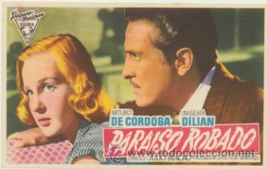  Foglietti di film di film antichi di cinema: Paraiso robado. Sencilllo de Hispano Mexicana.