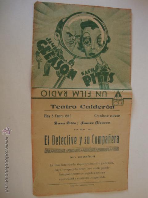 Cine: FOLLETO MANO PROGRAMA ELCHE PELICULA EL DETECTIVE Y SU COMPA&Ntilde;ERA THE PLOT THICKENS, 1936 ALCOY