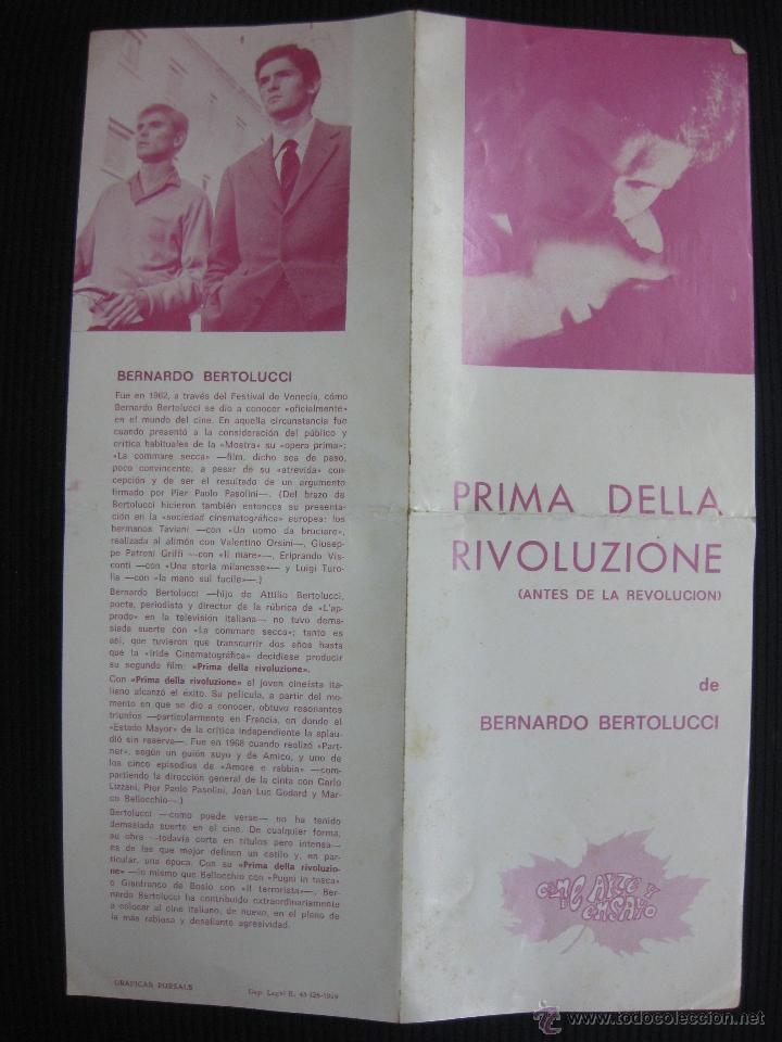 Cine: PRIMA DELLA RIVOLUZIONE. BERNARDO BERTOLUCCI. PROGRAMA DE CINE LOCAL DOBLE - Foto 1