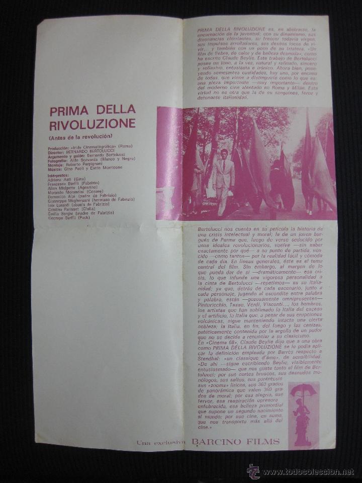 Cine: PRIMA DELLA RIVOLUZIONE. BERNARDO BERTOLUCCI. PROGRAMA DE CINE LOCAL DOBLE - Foto 2