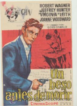  Foglietti di film di film antichi di cinema: Un beso antes de morir. Sencillo de Interpeninsular. Avenida de Verano  - Triana.