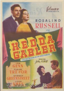 Kino: Hedda Gabler. Sencillo de Filmax.  Cine Rialto - Valencia  1954.