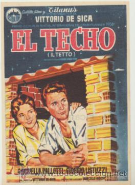 Folhetos de m&atilde;o de filmes antigos de cinema: El Techo. Sencillo de Castilla Films.  Cine Avenida - Don Benito  1958.  &iexcl;IMPECABLE!