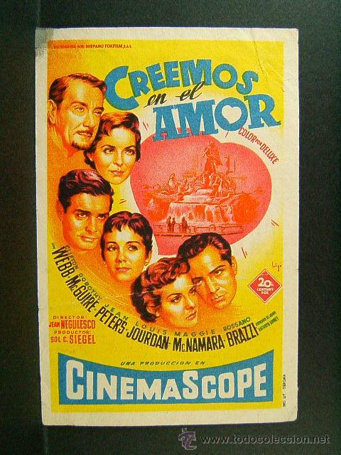 Cine: CINEMA MODERNO-CREEMOS EN EL AMOR-JEAN NEGULESCO-CLIFTON WEBB-DOROTHY MCGUIRE-CINEMA-SOLIGO-1957