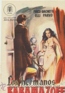  Foglietti di film di film antichi di cinema: Los Hermanos Karamazoff. Sencillo de Procines.