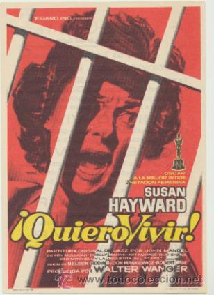  Foglietti di film di film antichi di cinema: &iexcl;Quiero vivir! Sencillo de F&iacute;garo Inc.  Teatro Regio - Yecla.