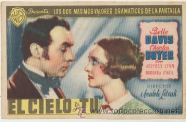 Folhetos de m&atilde;o de filmes antigos de cinema: El cielo y Tu. Sencillo de WB.