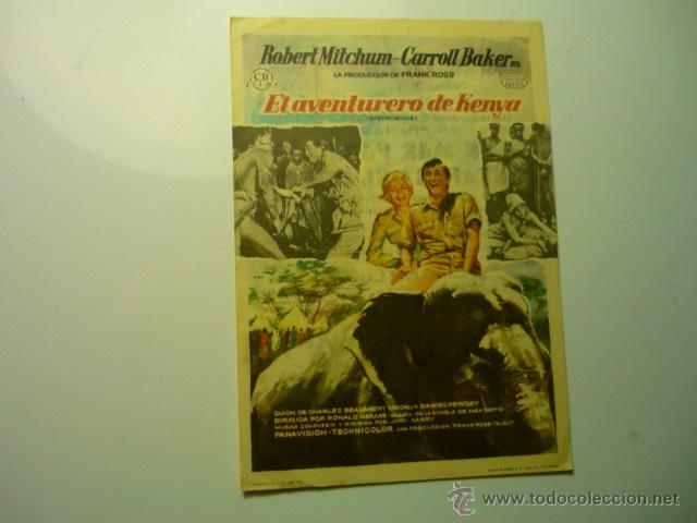 Cine: programa el aventurero de kenya.-robert mitchum.-publicidad cine chapi-alicante