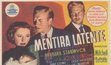  Foglietti di film di film antichi di cinema: Mentira Latente. Sencillo de Cifesa.  Sal&oacute;n Anita.