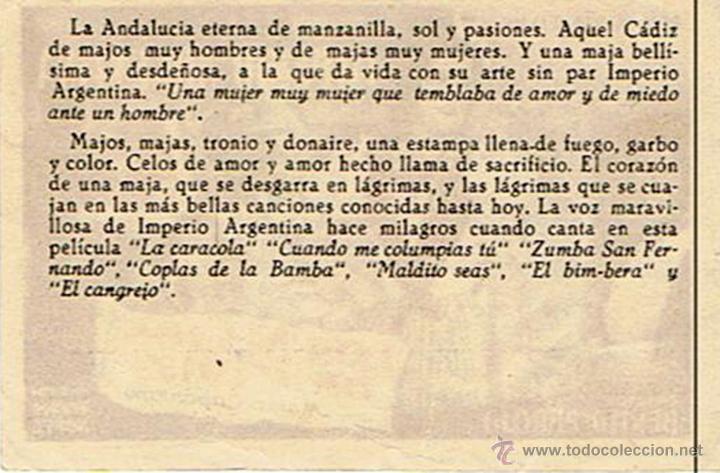 Cine: FOLLETO DE CINE &uml;LOS MAJOS DE CADIZ&uml; - Foto 2