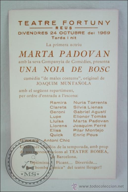 Cine: Postal / Programa de Cine en Catal&aacute;n - Marta Padovan. Una Noia de Bosc - A&ntilde;o 1969 - Foto 2