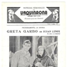 Cine: SUSAN LENOX PROGRAMA DOBLE FEMINA GRETA GARBO CLARK GABLE. Lote 46331328