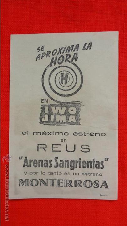 Cine: ARENAS SANGRIENTAS, IWO JIMA, PROGRAMA LOCAL, IMPECABLE, JOHN WAYNE JOHN AGAR, MONTERROSA REUS - Foto 1