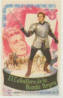 Folhetos de m&atilde;o de filmes antigos de cinema: El Caballero de la Banda Negra. Sencillo de AS.