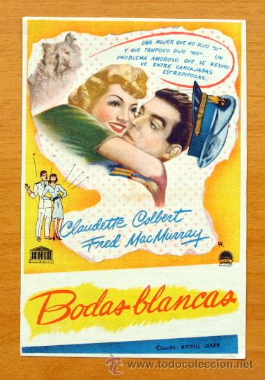 Cine: Bodas blancas - Claudette Colbert, Fred Mac Murray - Con publicidad - Foto 1