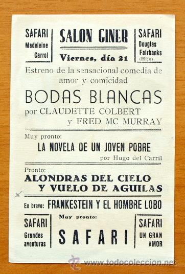Cine: Bodas blancas - Claudette Colbert, Fred Mac Murray - Con publicidad - Foto 2