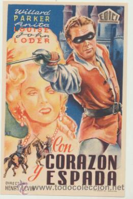  Foglietti di film di film antichi di cinema: Con coraz&oacute;n y espada. Sencillo de Edici.