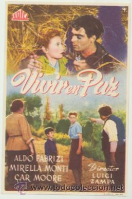  Flyers Publicitaires de films Anciens: Vivir en Paz. Sencillo de Edici.