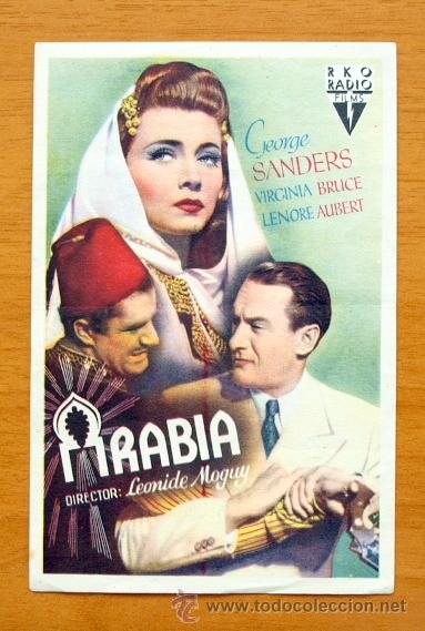 Folhetos de m&atilde;o de filmes antigos de cinema: Arabia - George Sanders, Virginia Bruce, Lenore Alibert - Con publicidad