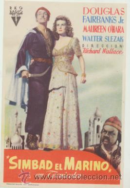  Foglietti di film di film antichi di cinema: Simbad el Marino. Sencillo de RKO Radio. &iexcl;IMPECABLE!