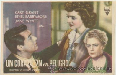  Flyers Publicitaires de films Anciens: Un coraz&oacute;n en peligro. Sencillo de RKO Radio.  Cinema La Rambla.