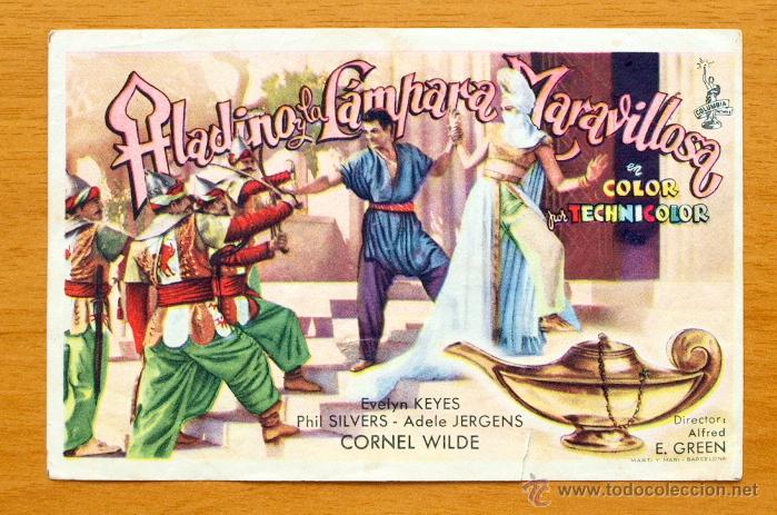  Foglietti di film di film antichi di cinema: Aladino y la lampara Maravillosa - Cornel Wilde, Evelyn Keyes, Phil Silvers