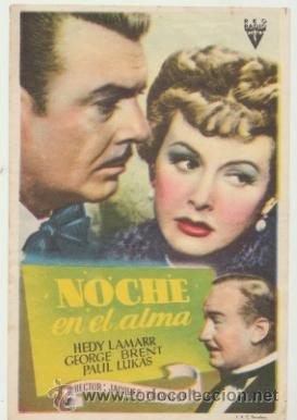  Flyers Publicitaires de films Anciens: Noche en el Alma. Sencillo de RKO Radio.